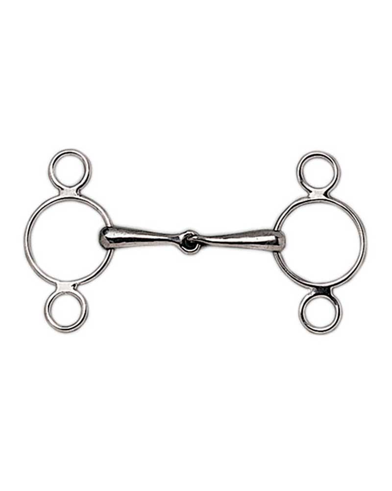 2-piece medium pessoa snaffle (3 rings) and solid bit for horse - Sefton