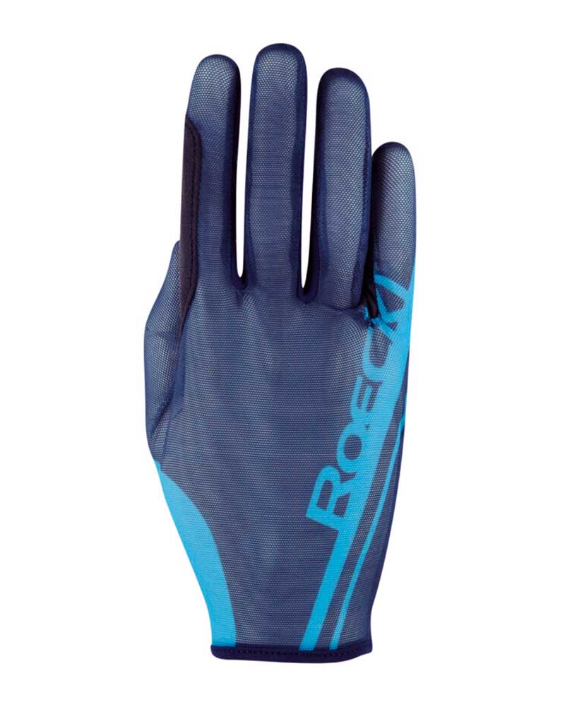 Guantes azul marino con malla en el dorso para montar a caballo Moyo - Roeckl