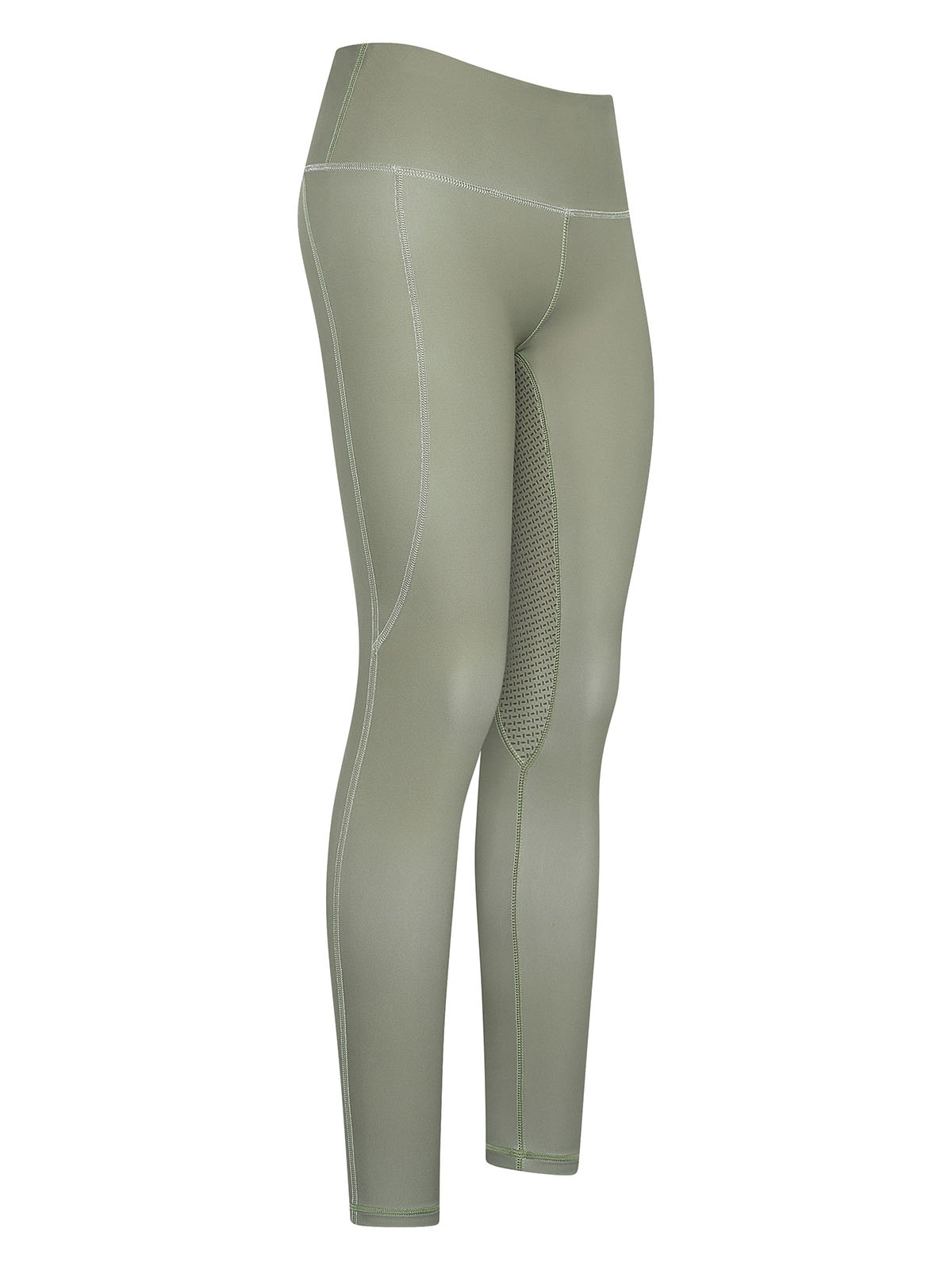 Women’s olive green high-waist riding tights (full grip) with side pocket - HV Polo