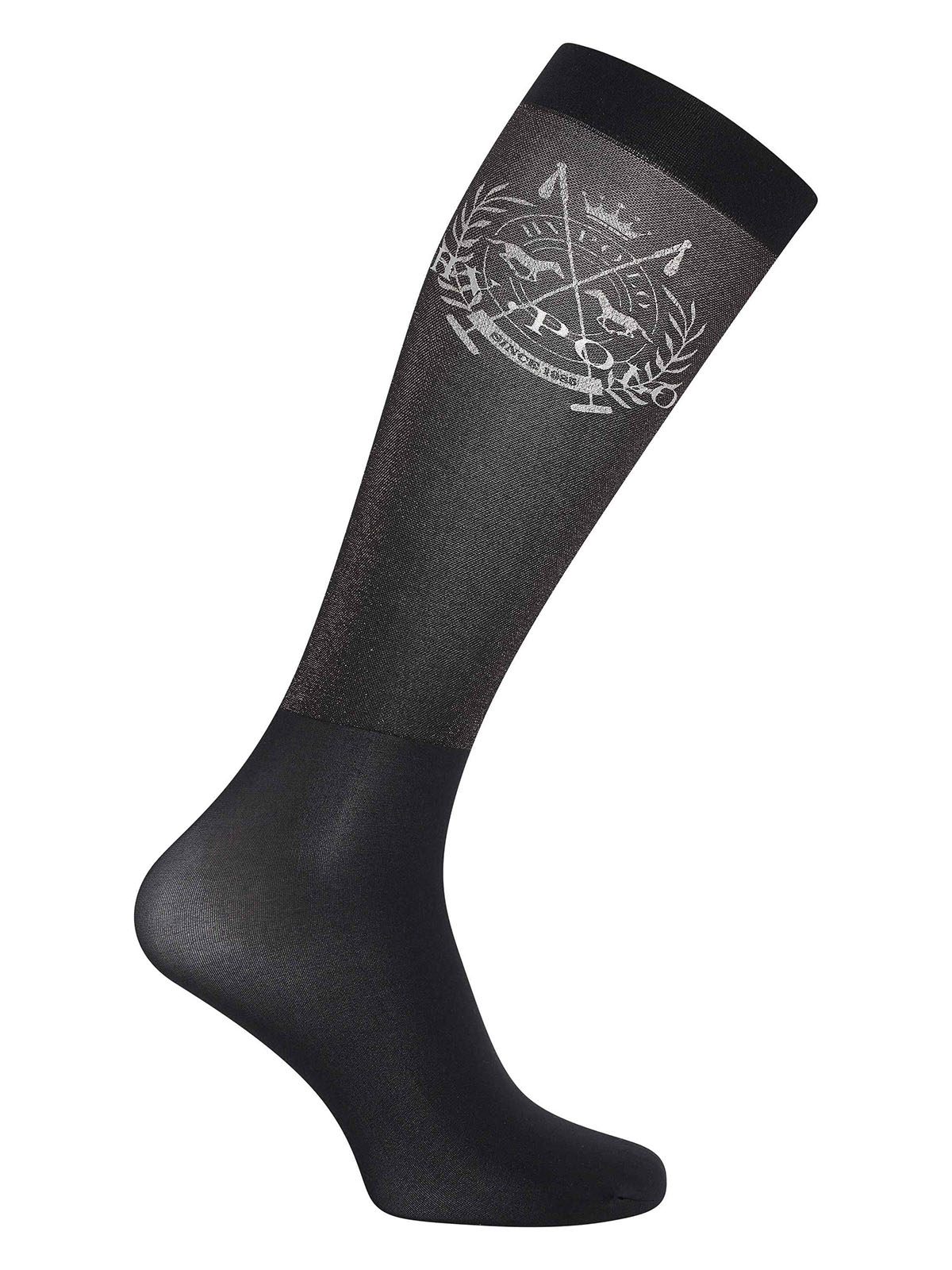 Women's black high-top socks with glitter and logo print on the side - HV Polo
