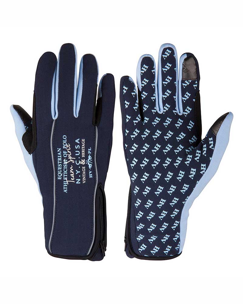 Blue winter riding gloves with grip Ashville - HV Polo