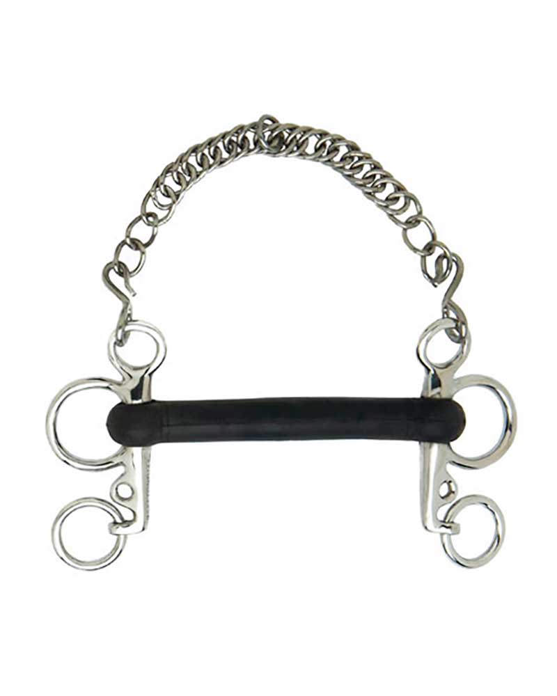 Short rigid pelham bit covered in rubber (bottom leg 4cm) for horses - Sefton
