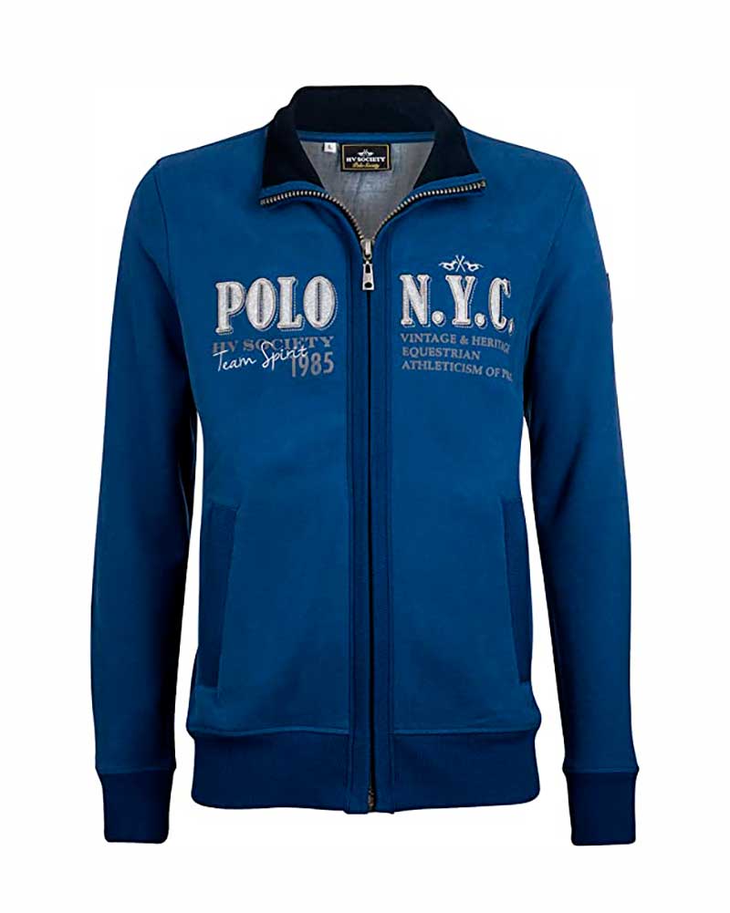 Indigo blue fleece sweatshirt for men Melville - HV Polo