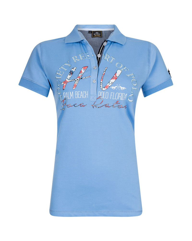 Polo bleu clair de femme avec imprimé devant Romy - HV Polo