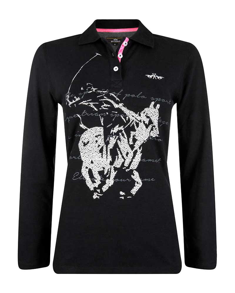 Polo à manches longues noir pour femme Loma - HV Polo