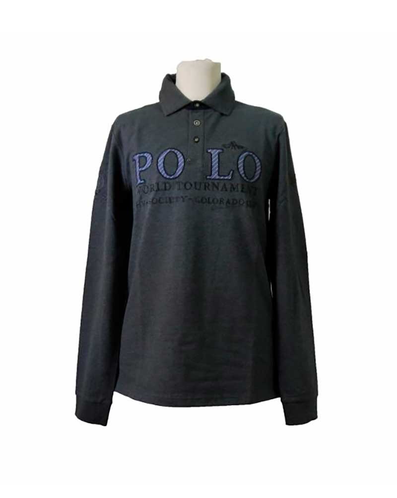 Dark grey long-sleeve polo shirt for men Flagler - HV Polo