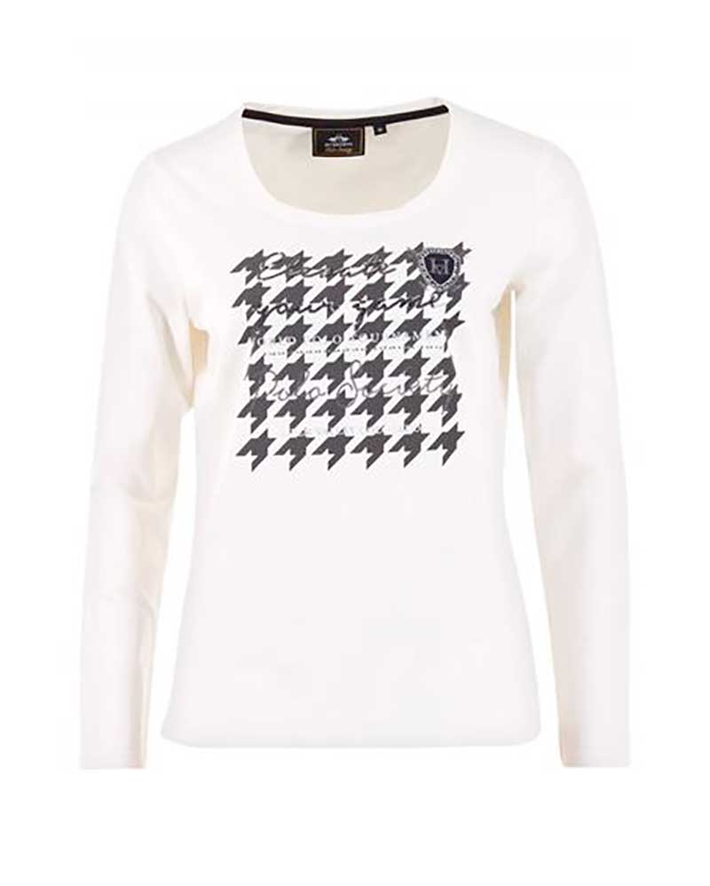 T-shirt à manches longues blanc à paillettes pour femme Stephany - HV Polo