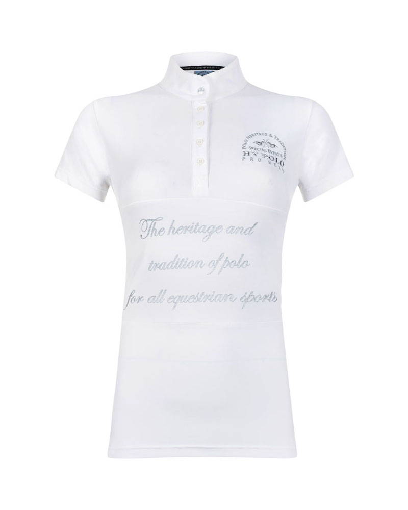 White competition polo shirt with silver lettering for women Jon - HV Polo
