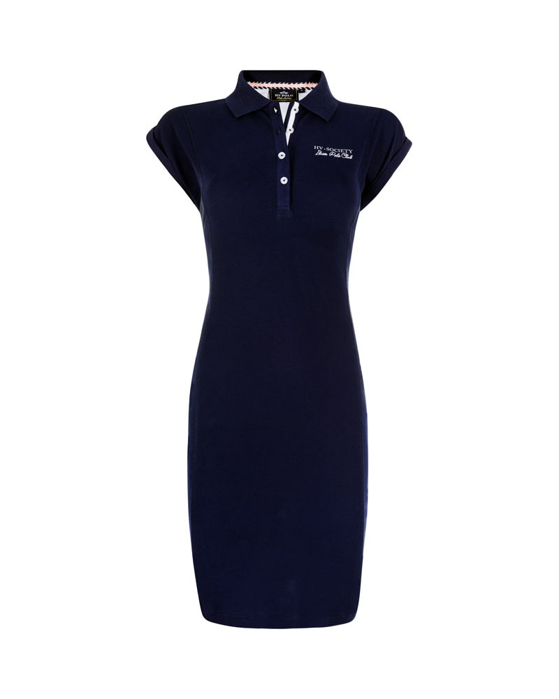 Vestido bleu marine à manches courtes avec hombros de rejilla modèle Caya - HV Polo