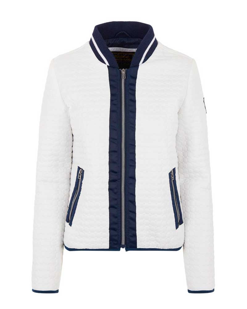 White and navy blue quilted bomber-style jacket for women Brigitte - HV Polo