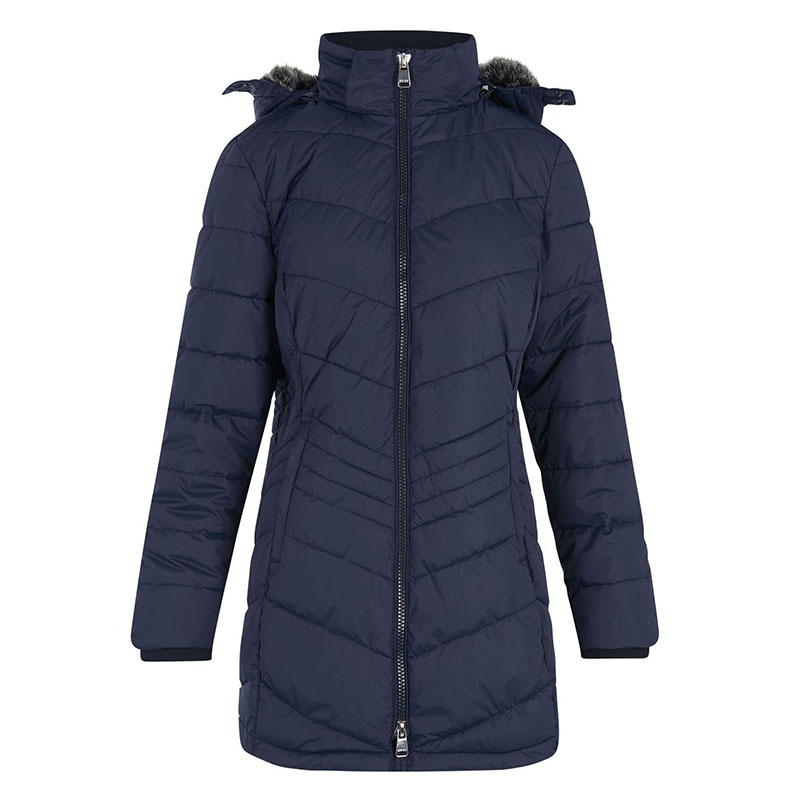 Manteau matelassé bleu marine avec capuche en fourrure synthétique pour femme Darcy - HV Polo