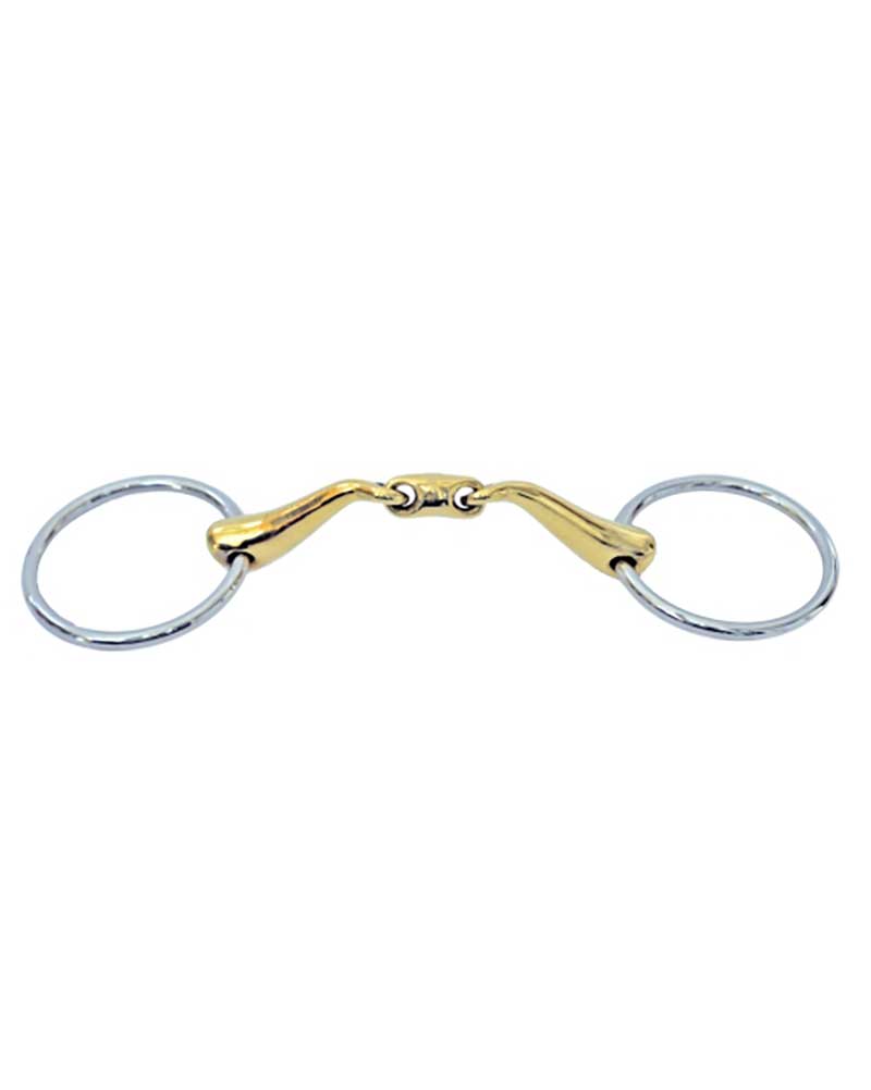 Cyprium and Stainless Steel Double-Jointed 45° Bit 16mm with 6.5cm Rings for Horse - Sefton