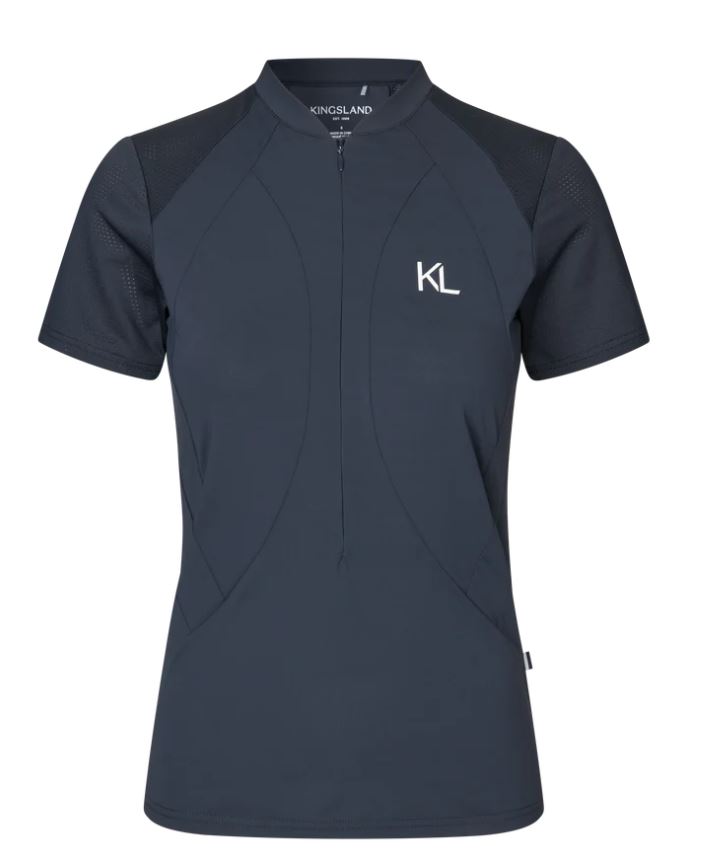 Women’s short-sleeve navy training shirt with half front zipper and white logo KLNaira - Kingsland