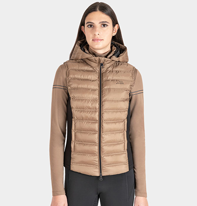 Gilet beige pour invierno avec fermeture éclair et capuche pour femme - Equiline