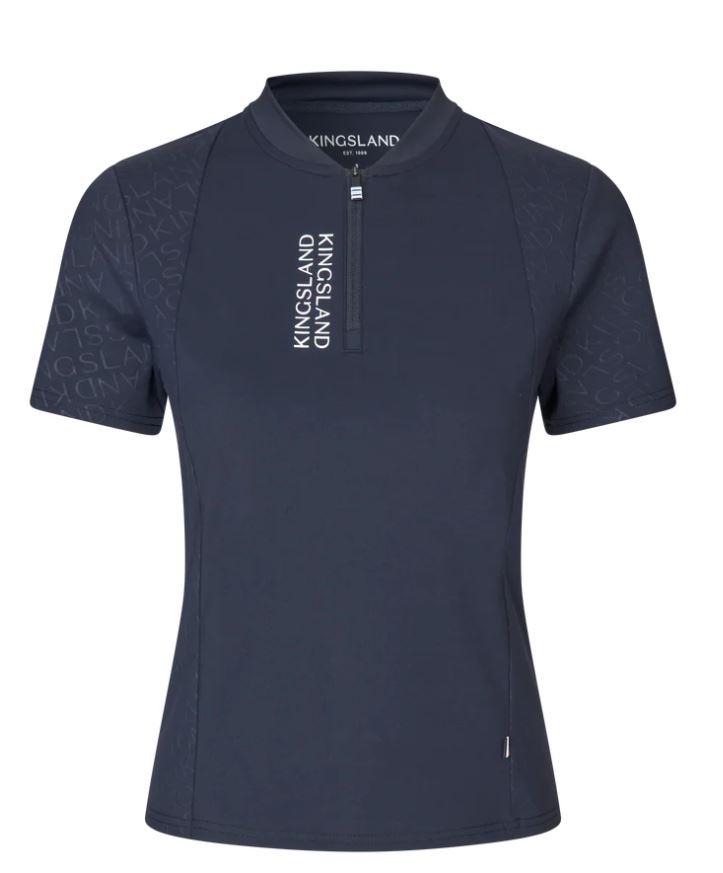 Men’s short-sleeve navy training shirt with mesh sides and half front zipper KLNima - Kingsland