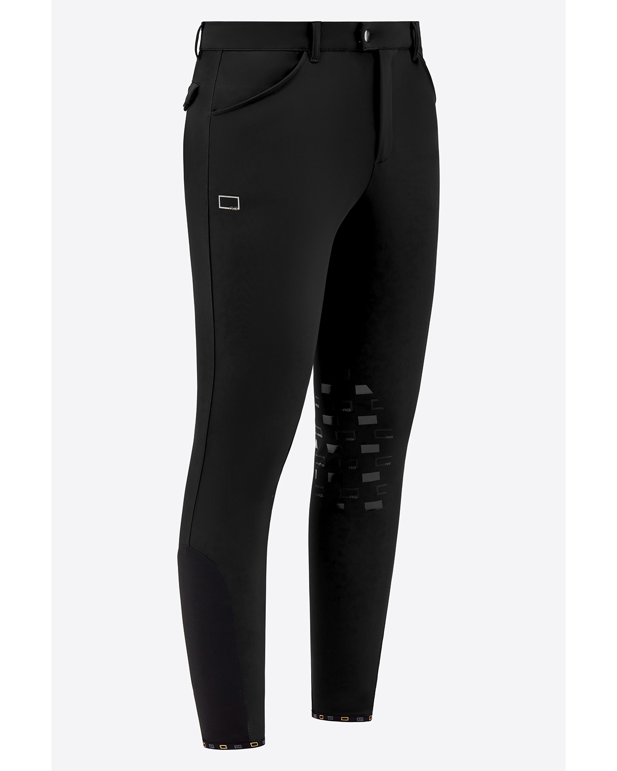 Pantalon d'équitation noir en tissu bonded à basanes pour homme - RG