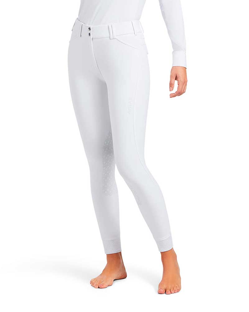 Pantalons d'équitation blanc (grip aux genoux) pour femme Tri Factor - Ariat