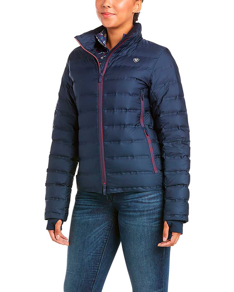 Short down jacket with fleece lining in navy blue for women Braze - Ariat