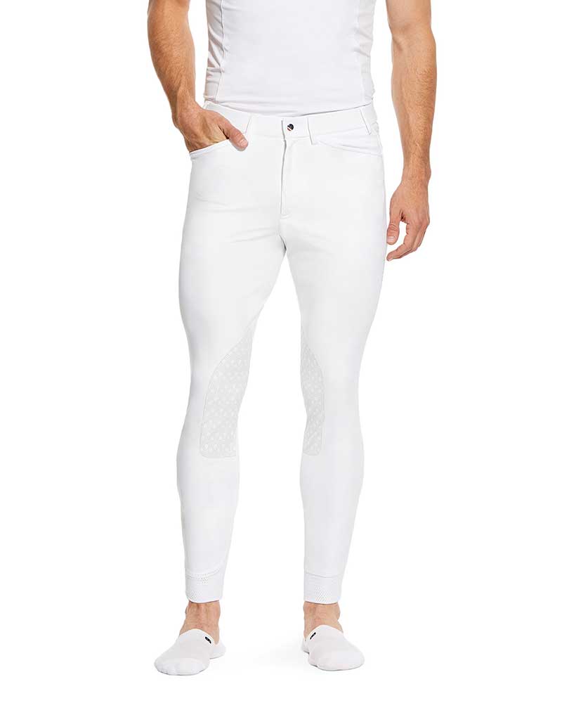 White Competition Riding Pants with Knee Grip for Men – Tri-Factor - Ariat