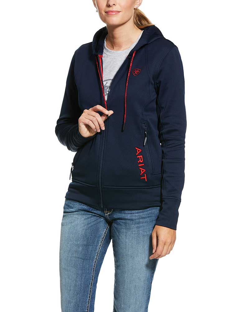Navy Fleece Hoodie with Zipper for Women Keats - Ariat