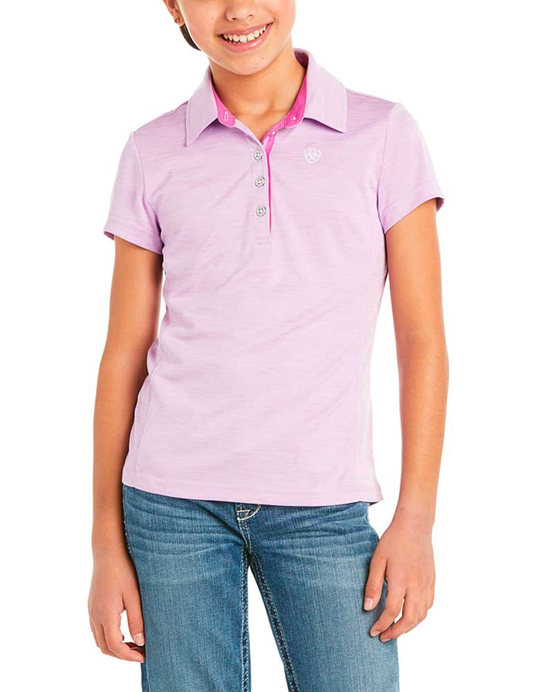 Polo d'entraînement à manches courtes lilas/rose clair (violet tulle) pour fille Laguna - Ariat