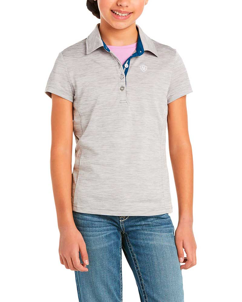 Polo d'entraînement à manches courtes gris clair (heather grey) junior unisexe Laguna - Ariat