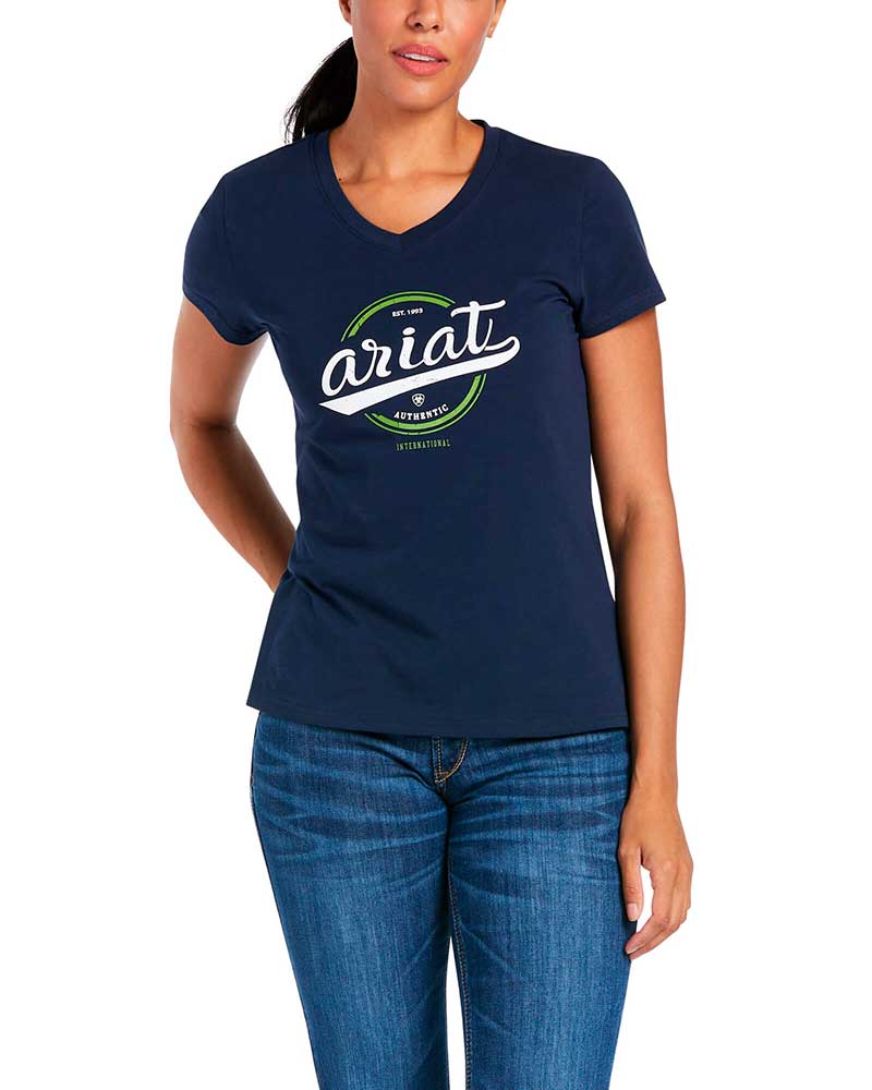 T-shirt bleu marine à manches courtes pour femme Authentic - Ariat