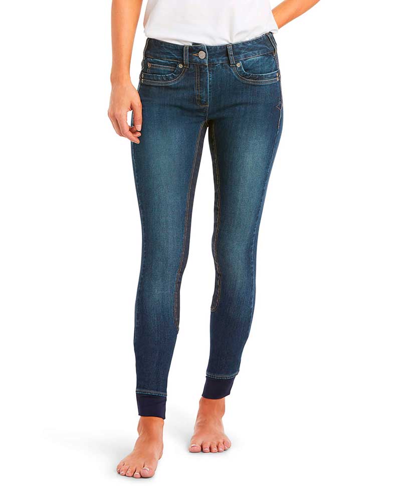 Pantalons d'équitation denim (grip à fond intégral) pour femme Halo - Ariat