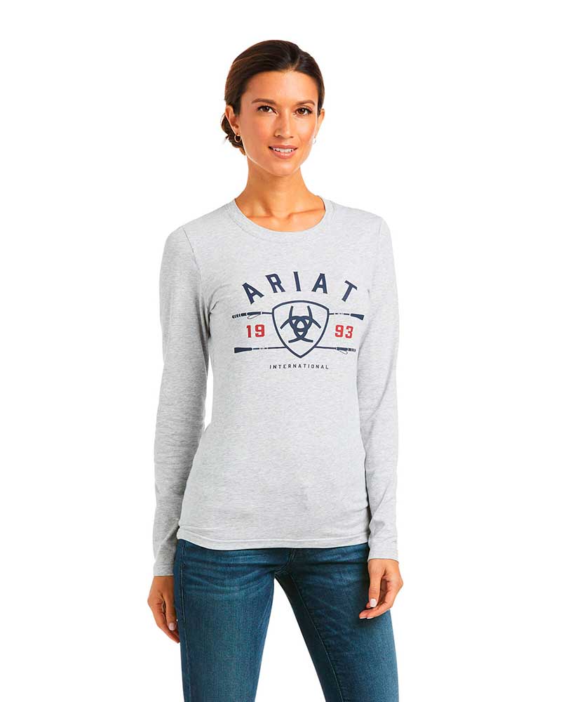 T-shirt à manches longues gris clair pour femme International Logo - Ariat