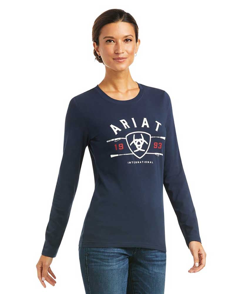 T-shirt à manches longues bleu mairno pour femme International Logo - Ariat