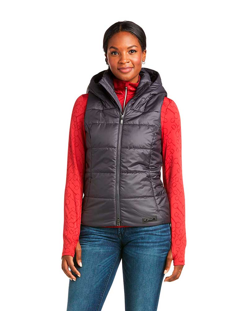 Gray-Blue Puffer Vest with Hood for Women – Harmony - Ariat