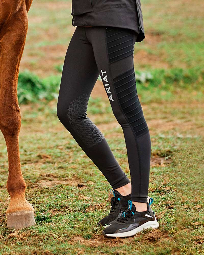 Leggings d'équitation noir (grip aux genoux) pour femme EOS Moto - Ariat