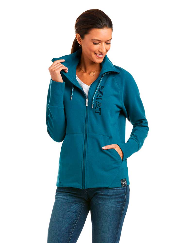 Dark Turquoise Fleece Zip-Up Sweatshirt for Women Team Logo - Ariat