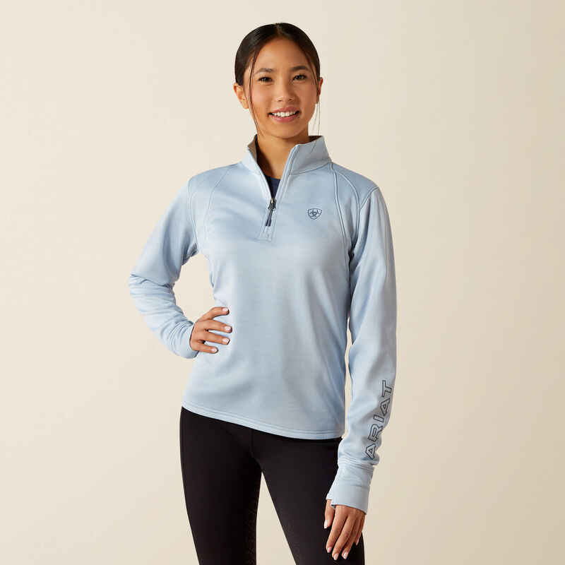 Junior Team EQ Light Blue Fleece Sweatshirt with Half-Zip and Left Sleeve Logo - Ariat