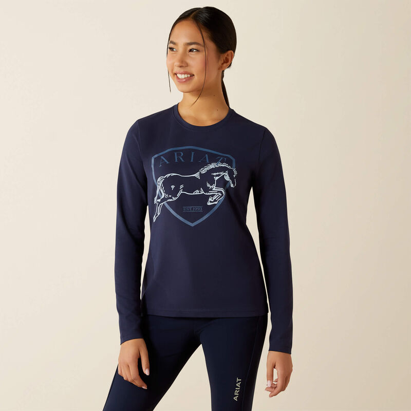 T-shirt de à manches longues bleu marine junior Liberty Jump - Ariat