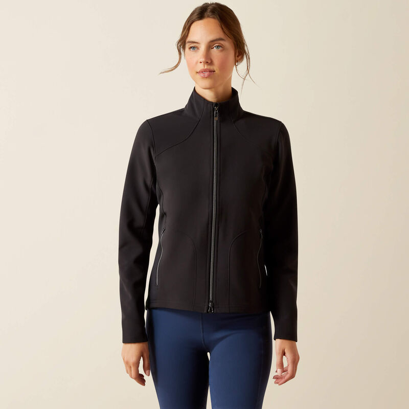 Veste softshell noire imperméable et coupe-vent avec fermeture éclair pour femme Boreas - Ariat