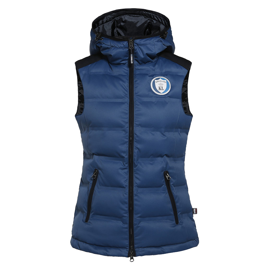 Gilet matelassé bleu foncé avec capuche pour femme Belle - Kingsland