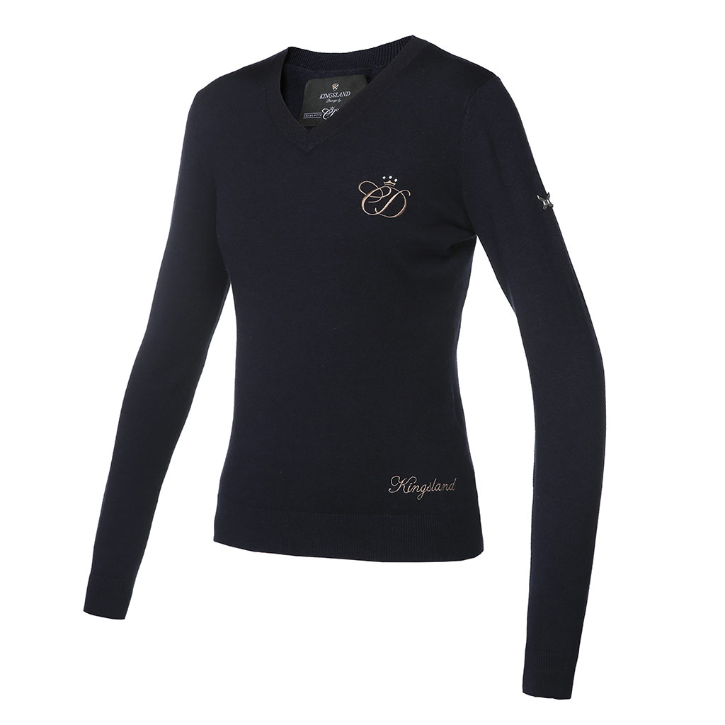 Navy Blue Fine Knit Sweater for Women - Woodroffe - Kingsland Dressage