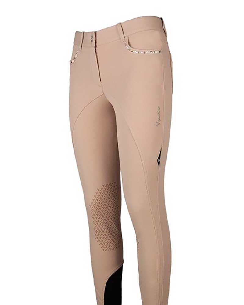 Beige horse riding pants (knee grip) for women Virgin - Equiline