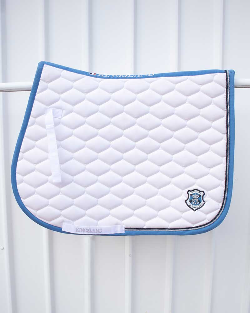 White and blue coolmax jumping saddle pad – Essen model - Kingsland