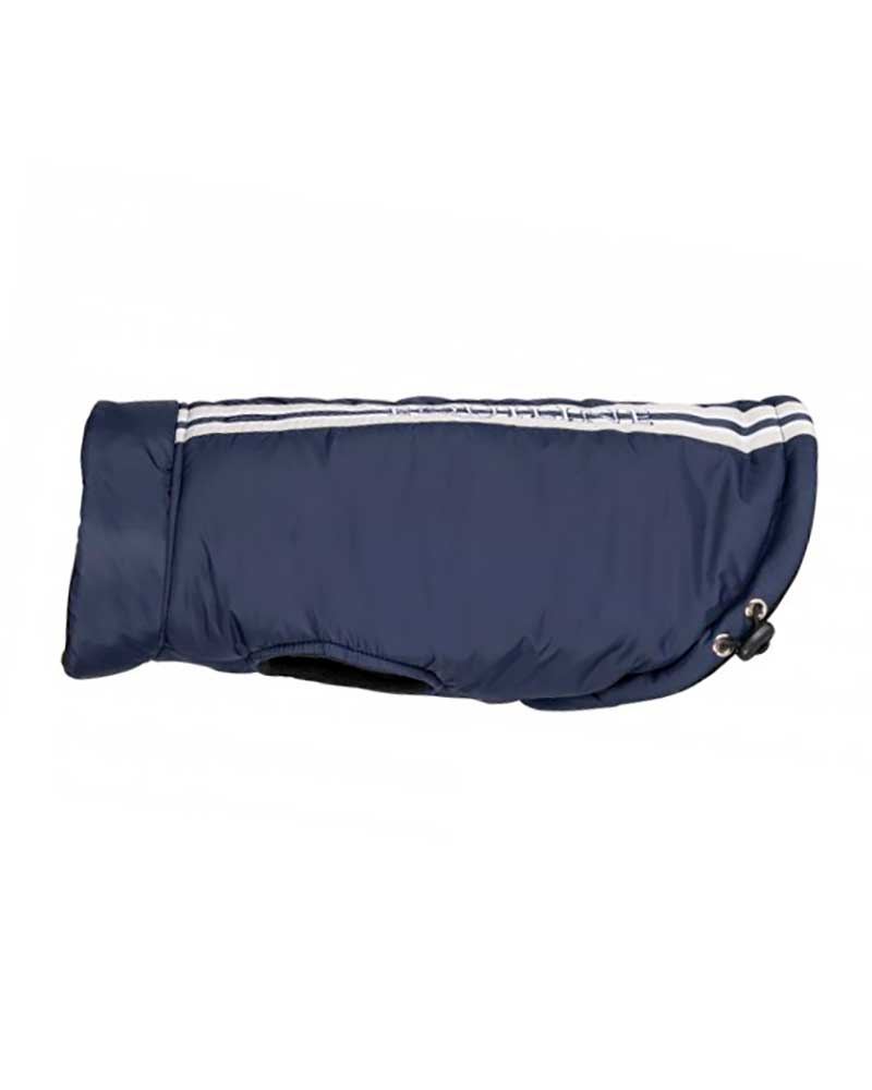 Navy Dog Coat with Beige &amp; White Back Stripe Buzz - Equiline