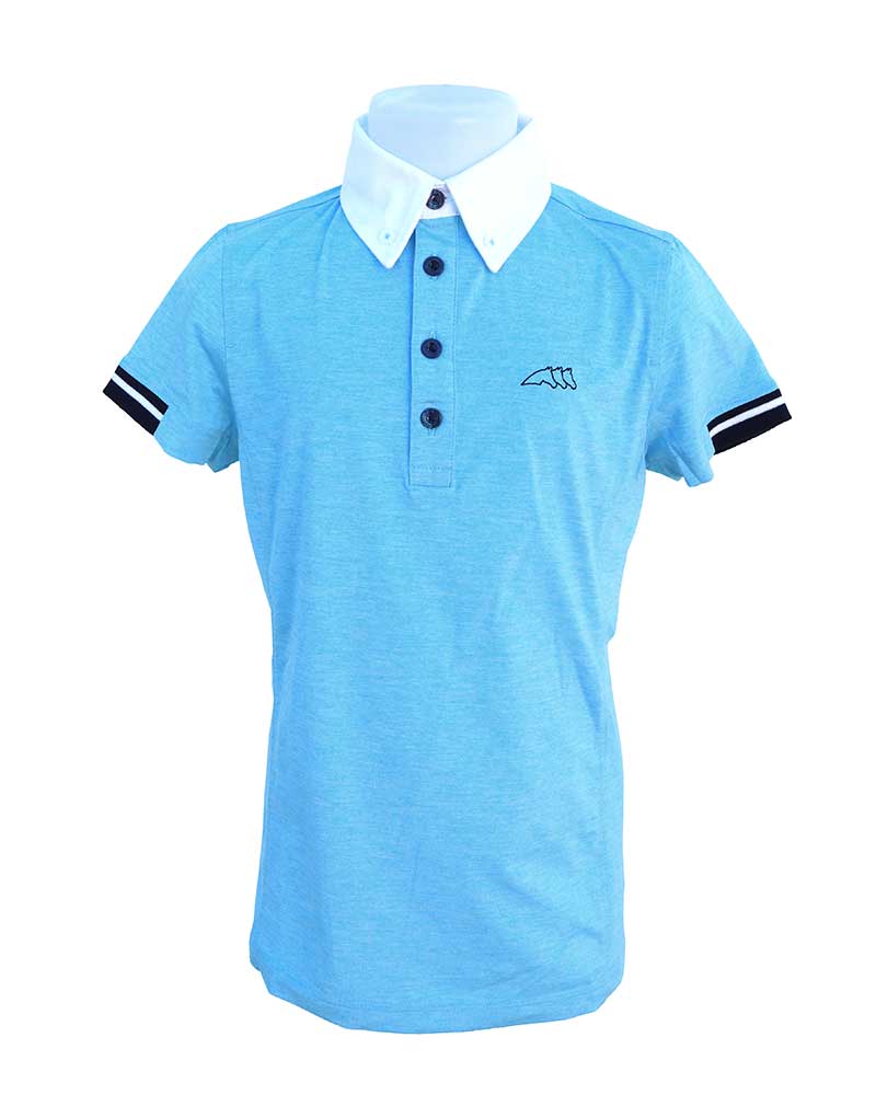 Polo de compétition à manches courtes bleu clair pour garçon Vanny - Equiline