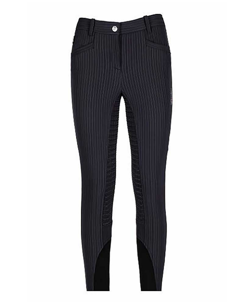 Pantalons d'hiver gris foncé avec rayure diplomática (grip à fond intégral) pour femme Kelly - Equiline