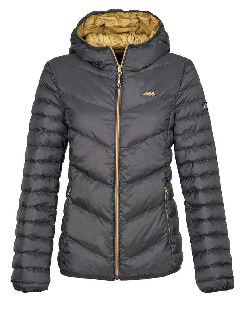 Women’s dark green down jacket with hood – Maudy - Equiline
