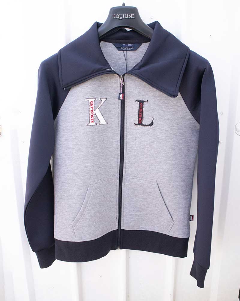 Grey and navy sweatshirt with zipper and high collar for women – Calafate - Kingsland