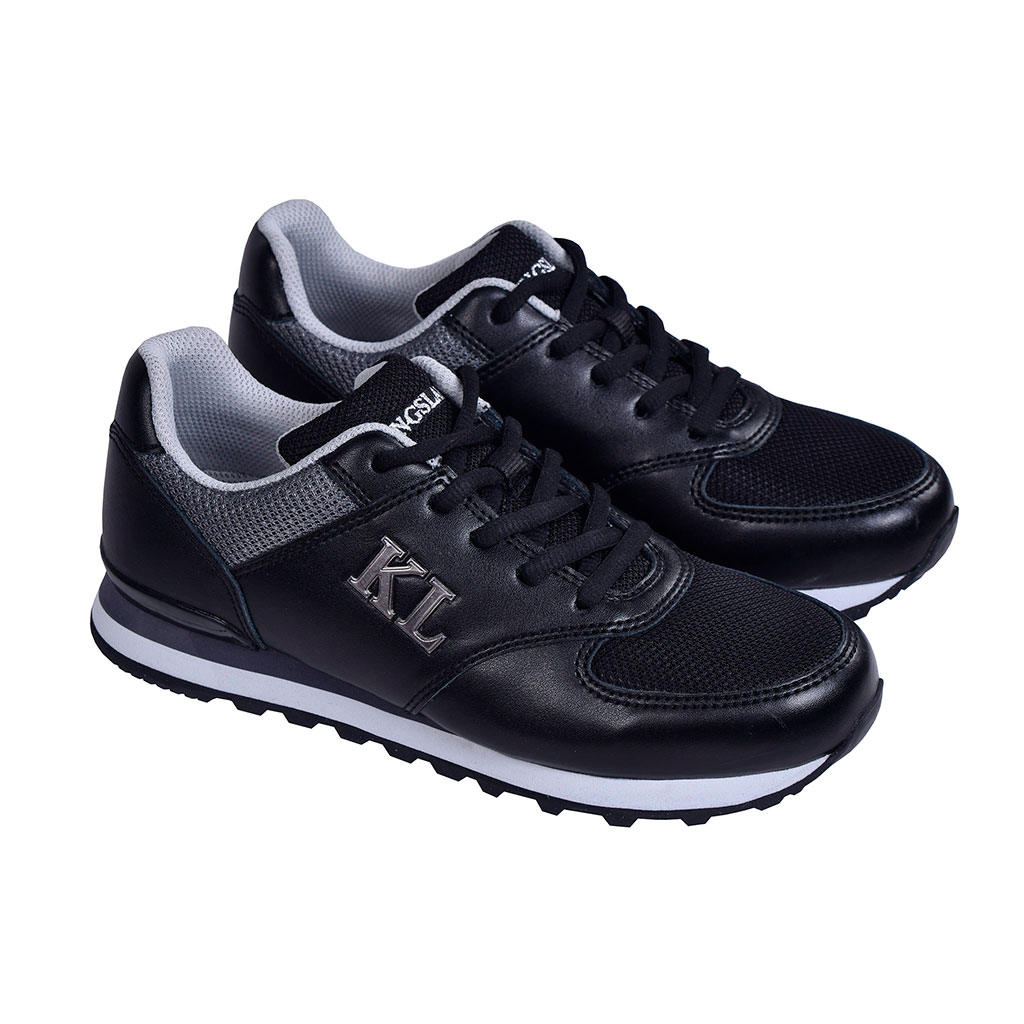 Black Leather Sport Sneakers Unisex Perryville Model - Kingsland