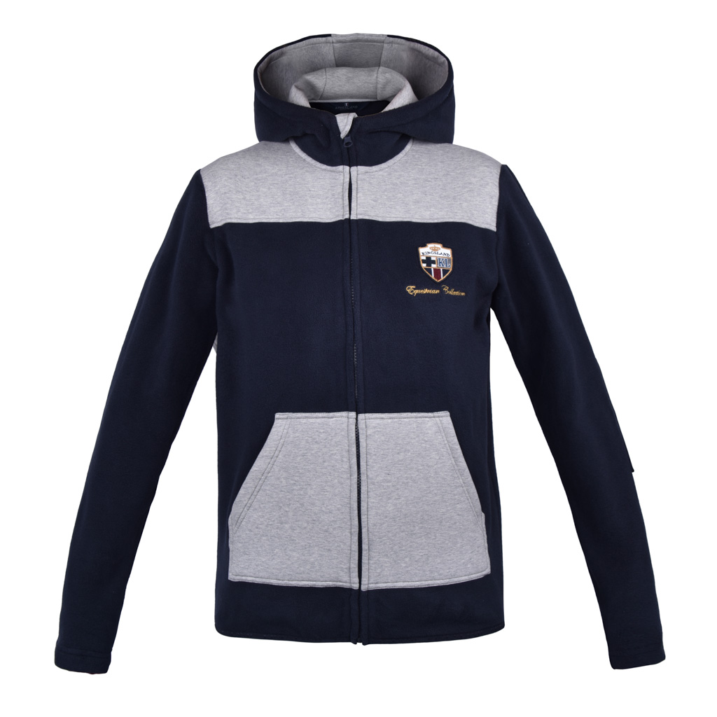 Navy Blue and Grey Fleece Jacket with Hood Unisex – Jamie - Kingsland