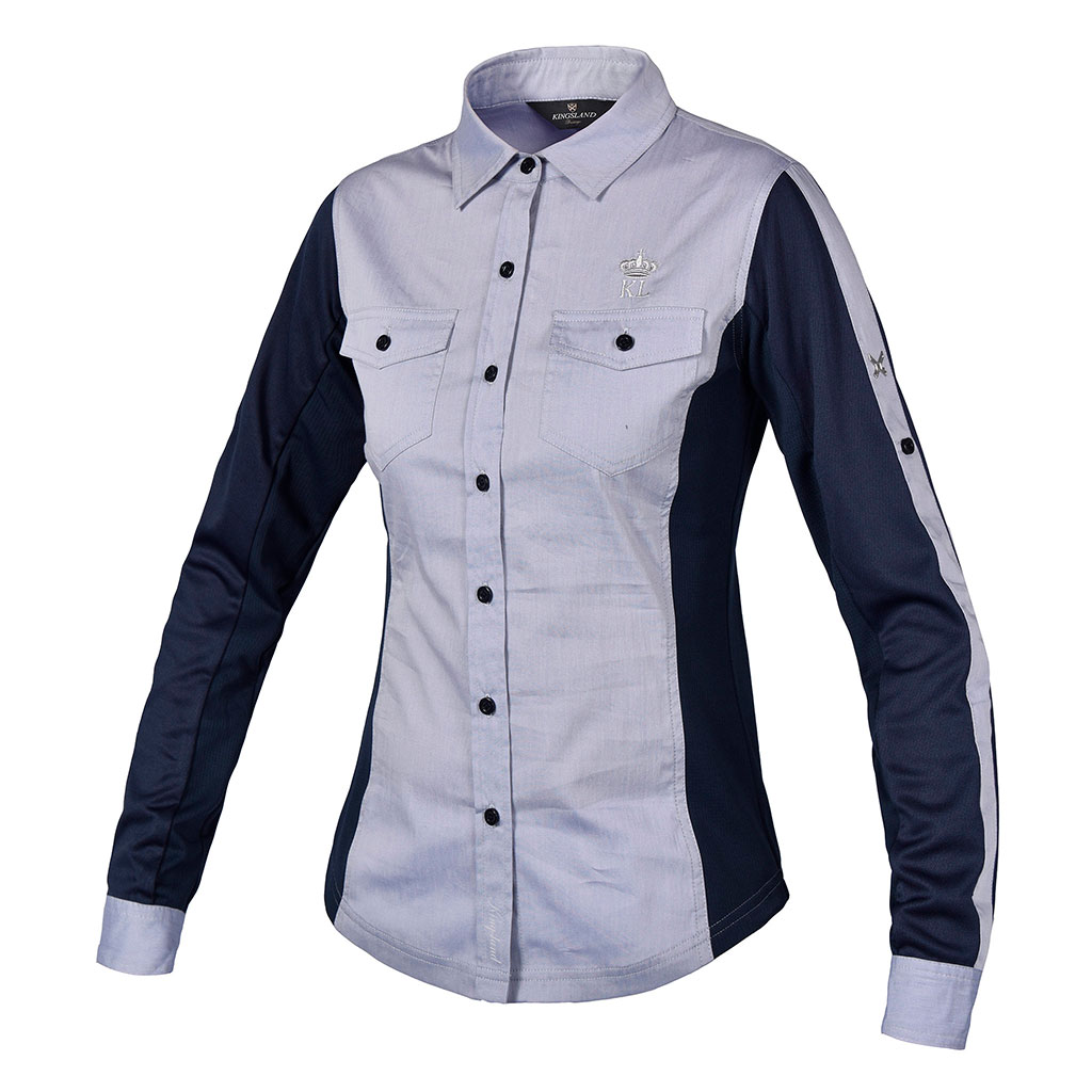 Light blue and navy long-sleeve shirt for women – Juneau model - Kingsland