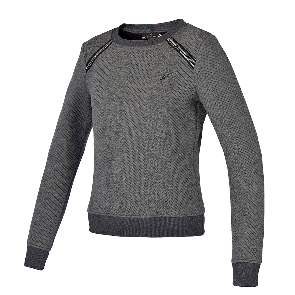 Gray jersey with shiny silver bands on the shoulders for women – Nome – Kingsland Dressage