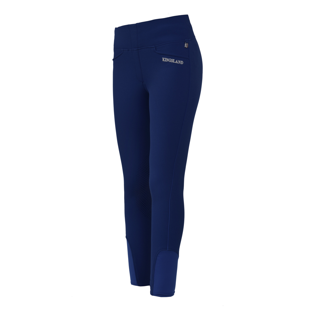 Pantalons pull-on bleu avec ceinture large et élastique et grip silicone aux genoux modèle Katja - Kingsland